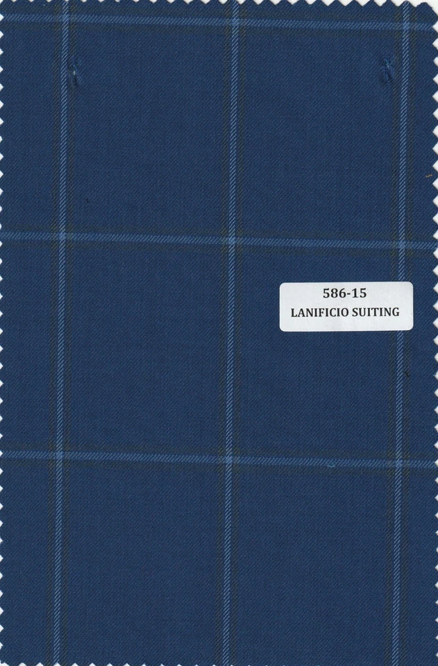Blue Suiting Fabric windowpane box check Suit clothing 5 YARDS High quality - Image 1 of 1