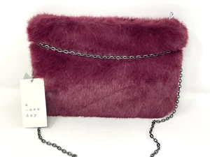 (C) A New Day Faux Fur Detachable Strap Burgundy Cross Body Bag New w/Tags - Picture 1 of 4