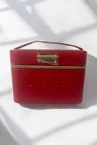 WOMEN'S Red BEBE TRAVEL MAKE UP TRAIN CASE BAG - Picture 1 of 12