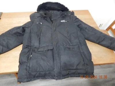 Ecko Unltd Function Mens Black Heavy Parka Jacket Faux-Fur Trim Hood DOWN 2XL - Image 1 of 4