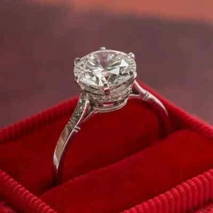 2Ct Round Lab Created Diamond Halo Engagement Ring 14K White Gold Plated - Picture 1 of 9