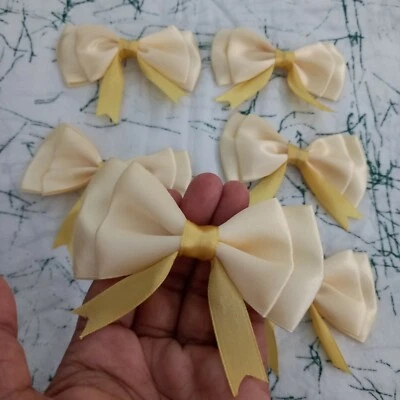Pack of 24 Satin Ribbon Double Bows 3 inch Ready Made Craft Party Clothes - Image 1 of 4
