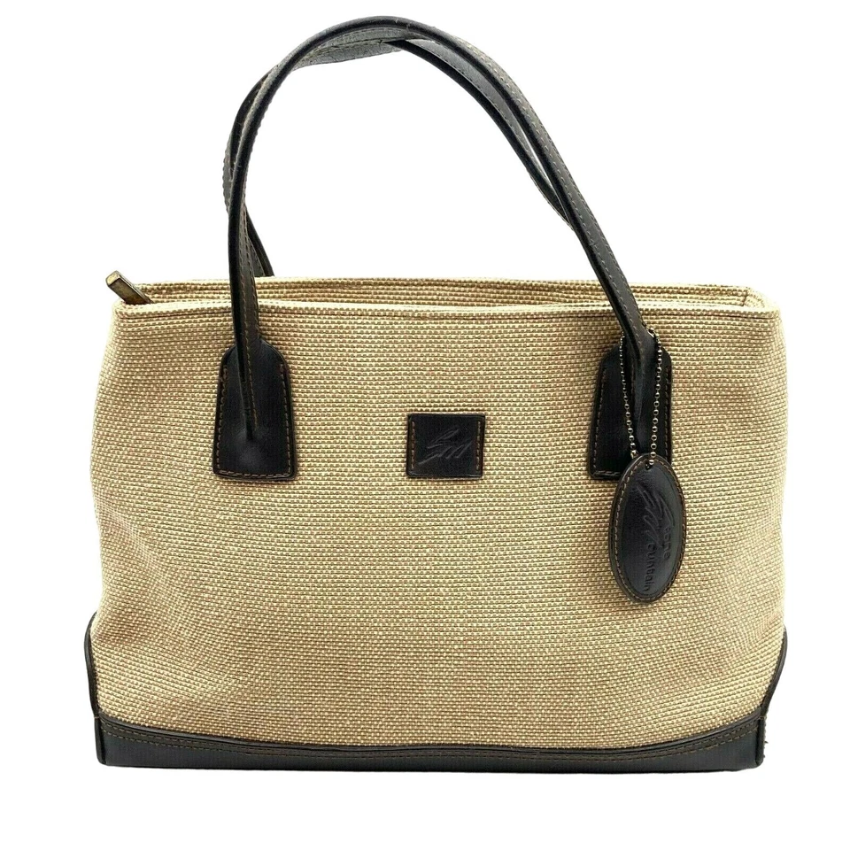 Bolsa de mão Stone Mountain linho bronzeado lona ombro acabamento couro marrom sintético - Imagem 1 de 4