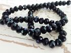 70 pce Black Faceted Crystal Cut Abacus Glass Beads 8mm x 6mm 