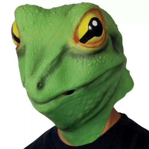 ADULT FROG PRINCE MASK LIZARD GECKO KERMIT ANIMAL COSTUME GREEN LATEX MASK - Image 1 of 1