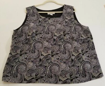 Blusa sin mangas informal Corner Annex para mujer 20W Plus multicolor cachemira sin mangas Foto 1 de 4