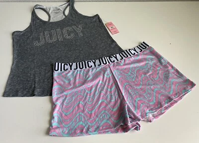 Juego de pijama Juicy Couture JC7449T para mujer talla L gris remolino pantalones cortos salón NUEVO Foto 1 de 4
