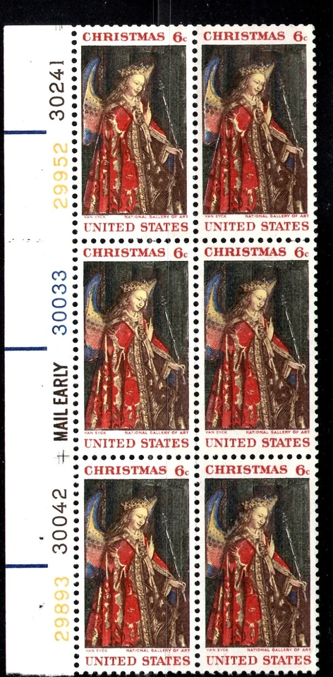 US SCOTT 1363 CHRISTMAS ANGLE GABRIEL PLATE BLOCK OF 6 MNH - Image 1 of 1