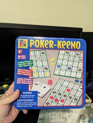 POKER KEENO 1999 Bingo Party Game in Tin Pavilion 100% COMPLETE VINTAGE Po Ke No - Image 1 of 4