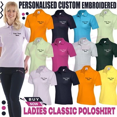 Personalised Custom Embroidered Uneek Ladies Classic Polo Shirt Short Sleeve - Image 1 of 4