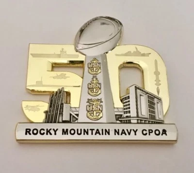 Super Bowl 50 Chief Challenge Coin NFL Broncos Manning Elway Chief CPO Champs 🏈 - Image 1 of 4