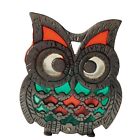 Vintage Metal Red Green Stained Glass Owl Napkin Holder Kitchen Decor Taiwan 