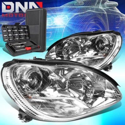 PARA MERCEDES-BENZ CLASE S 2000-2006 CARCASA CROMADA PROYECTOR FARO+HERRAMIENTAS Foto 1 de 4