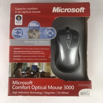 Microsoft Comfort Optical Mouse 3000 Magnifier Tilt Wheel New PC Mac 1044 PS/2 - Image 1 of 4