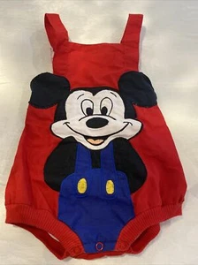 Vintage Disney Wear 80's Romper Baby Mickey Mouse 12M Months Outfit Cotton Blend - Picture 1 of 7