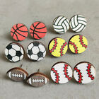 Fashion Painting Wood Baseball Football Stud Earrings for Women Sports Jewelry