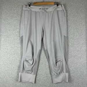Lorna Jane 3/4 Pants Women's Size XL Grey Jogger Barre Active 3/4 Mesh Insert - Picture 1 of 14