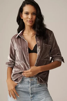 Anthropologie - Camisa Hadley Terciopelo Relajado Buttondown de Pilcro - Oferta Foto 1 de 4