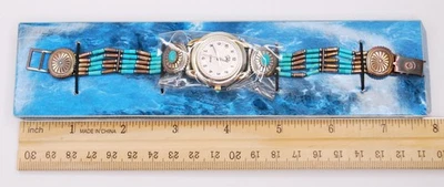 Vintage Southwestern Carolyn Pollack Sterling & Turquoise Quartz Watch NIB - Image 1 of 4