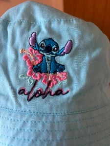 Disney Lilo & Stitch Blue 'Aloha' Embroidered Bucket Hat - One Size - Picture 1 of 5