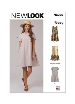 NEW LOOK 6799 MISSES' DRESS Sewing Pattern Easy with variations Sizes XS-XXL - Image 1 of 4