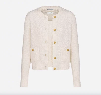 Christian Dior Marfil Mezcla Algodón-Lana Twinset/Cárdigan y Tanque F 34/US 2 Foto 1 de 4