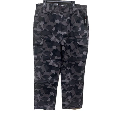 Pantalones cargo AirWalk para hombre 38x30 negro estampado camuflaje elástico lona de algodón Foto 1 de 4
