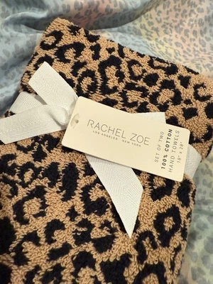 Toallas de mano de baño Rachel Zoe leopardo/guepardo X 2 100 % algodón 18x28" PUNK Foto 1 de 4