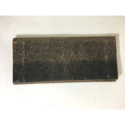 Antigua Cartera Victoriana de Cuero Negra Marrón 2 Bolsillos Cuero Suave Foto 1 de 4