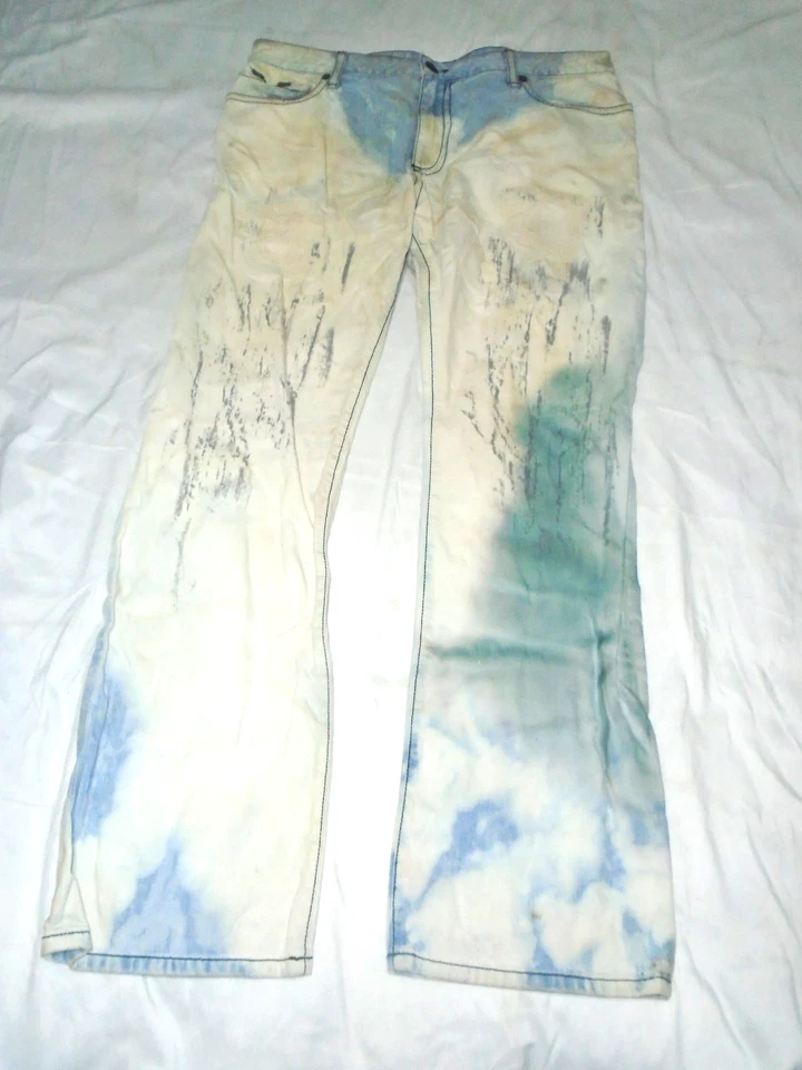 Robin's Jean Mens Long Flap Rhinestones Pockets Acid Wash Tie Dye Jeans Tag 40 - Image 1 of 4