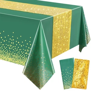 Tablecloth and Sequin Table Runner Set Polka Dots Confetti Table Cover - Picture 1 of 7
