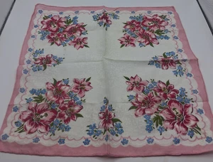 Pañuelo Floral Vintage Rosa y Azul 12x12" - Imagen 1 de 3