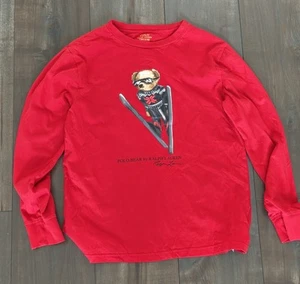 Polo Ralph Lauren Ski Bear Long Sleeve Shirt Youth L (14–16) Red Winter Graphic  - Picture 1 of 3