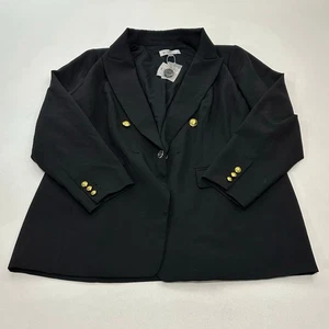 Kasper Damen Blazer schwarz zweireihig Goldknöpfe tailliert Übergröße 18W - Bild 1 von 4