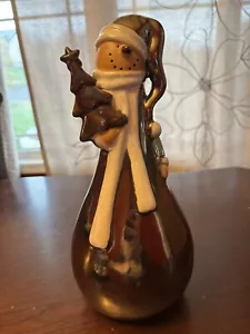 Pupazzo di neve crepitante bronzo Pier 1 anni 90 statuine natalizie decorazione 12" - Foto 1 di 4