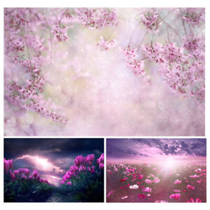 Natural Pink Purple Flowers Photography Backdrop Background Studio Photo Props
