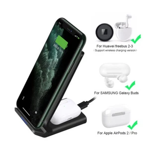 2In1 Wireless Charger Charging Dock Stand For Apple Air Pods iPhone 16 Pro 15 14 - Picture 1 of 14