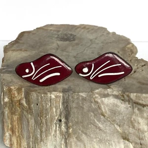 Gemelos de pescado vintage modernistas cobre rojo blanco esmalte LEER DESCRIPCIÓN - Imagen 1 de 17
