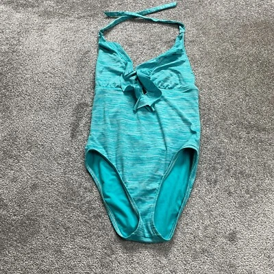 Traje de baño Mossimo para mujer grande azul halter de una pieza con volantes sin espalda Foto 1 de 4