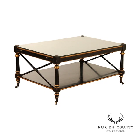 Italian Regency Style Ebonized and Partial Gilt Coffee Table Cover