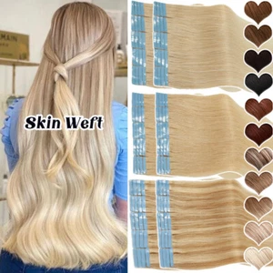 Premium Tape In Remy Hair Russian Human Hair Extensions Skin Weft Thick Balayage - Picture 1 of 48