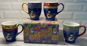Sango Sue Zipkin SWEET SHOPPE Snowman Christmas Mugs Set of 4 Collectible 3041 - Picture 1 of 9
