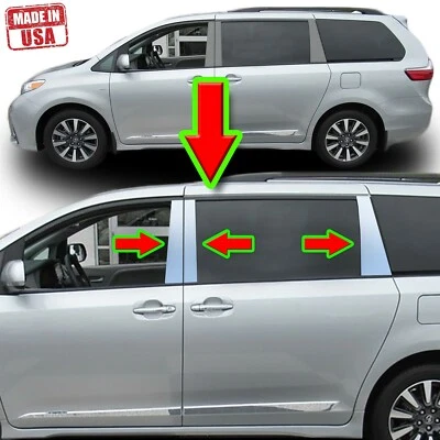 Хромированная отделка стойки для Toyota Sienna 11-20 комплект из 6 зеркальных стоек крышки двери - Изображение 1 из 4