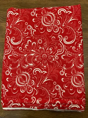 RED ORNAMENTAL FABRIC - CHRISTMAS TRIMMINGS BY CONNECTING THREADS - 3 YARDS NEW - Image 1 of 2