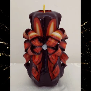 Carved Candles Home Decor Handmade Gift Colourful Art Design Hand Black Red New - Foto 1 di 5