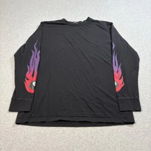 Current Mood Tshirt Men Med Black Long Sleeve Crewneck Flame 8ball Graphic Tee - Picture 1 of 8