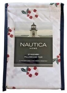 Nautica Christmas Standard Pillowcases Life Ring Wreath Holiday 2 Pack - Picture 1 of 4