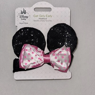 DISNEY BABY MINNIE MOUSE УХА ОБРУЧ С БАНТОМ РОЗОВЫЙ/БЕЛЫЙ - Изображение 1 из 2