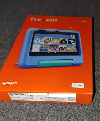 Amazon Fire 7 Kids Ages 3-7 2022 7" tablet with Wi-Fi 16 GB Blue 12th gen New - Image 1 of 2