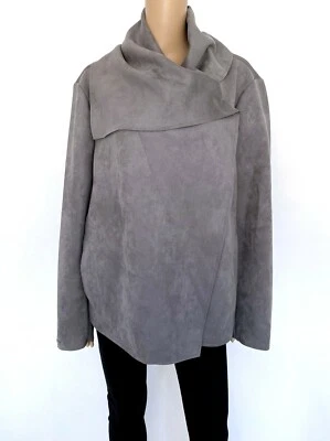 NWT! ANNE KLEIN Plus Size 3X Faux Suede Jacket Blazer Parka Outwear Gray Women - Image 1 of 4
